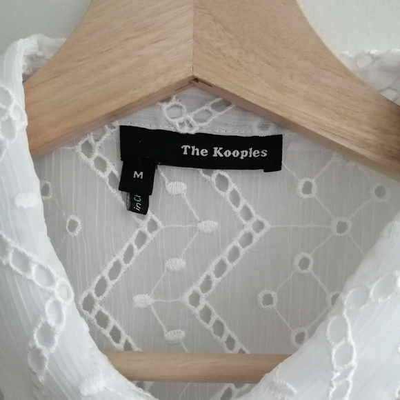 The Kooples Eyelet Embroidery White Button Up Medium - Picture 9 of 16
